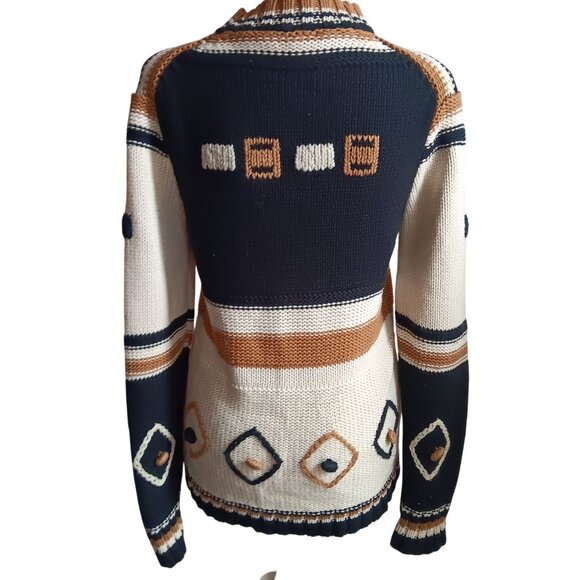 Vintage Women's Large Sweater 1970's Groovy Boho Ski Bunny Long Sleeve Knit - Picture 3 of 11
